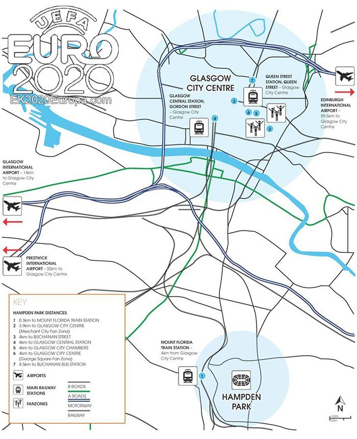 Spielort Glasgow - stadtplan